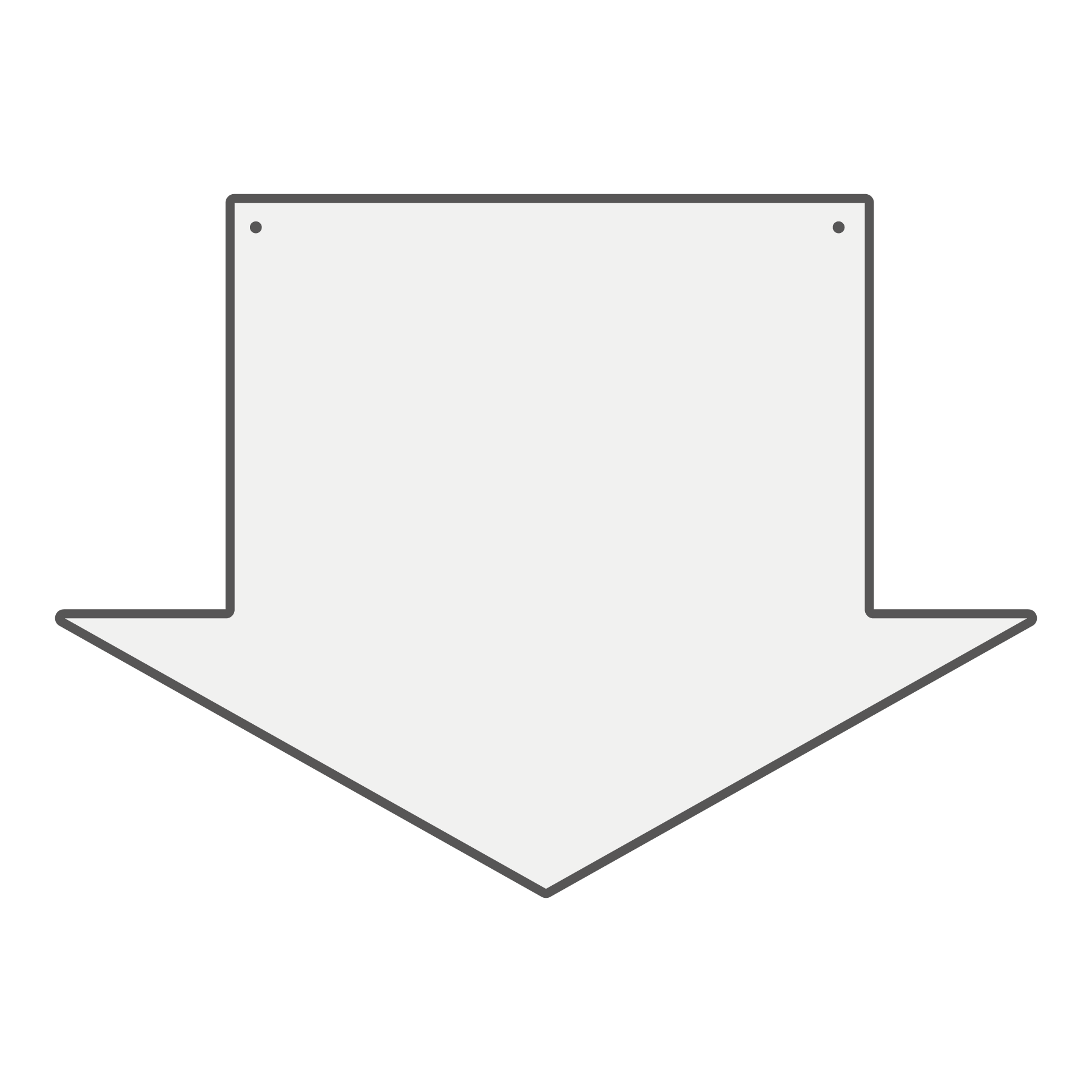 Pijl naar beneden (70 x 50 cm)