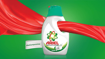 The innovative Ariel Gel with its concentrated formula and color-lock technology.