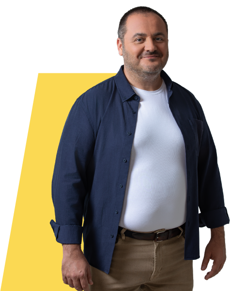 Imagem de um homem que vive com obesidade