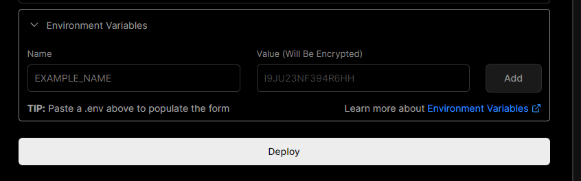 Add Environment Variables