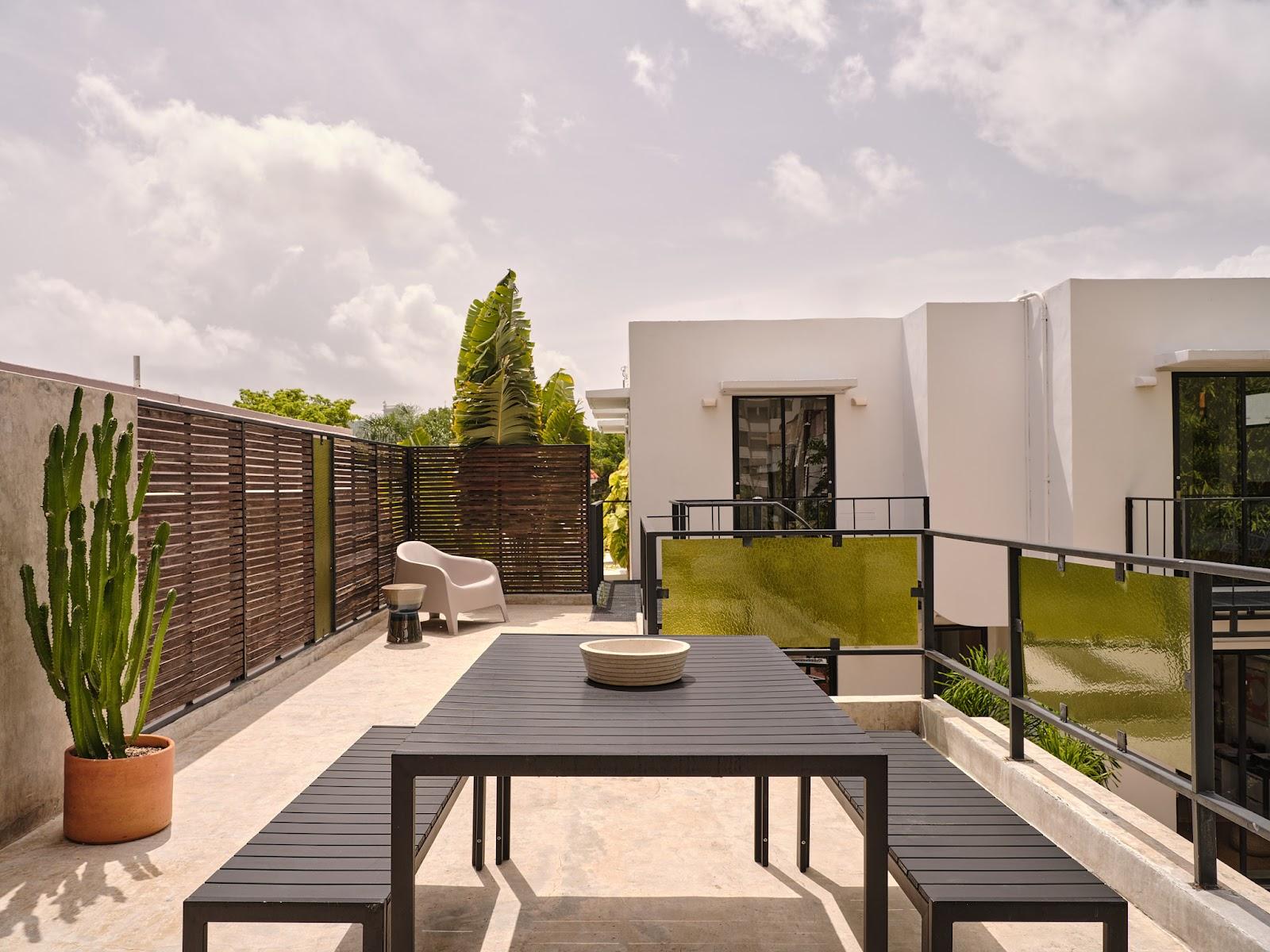 The outdoor dining terrace at Casa Frida, a Dreamers Welcome house in San Juan.
