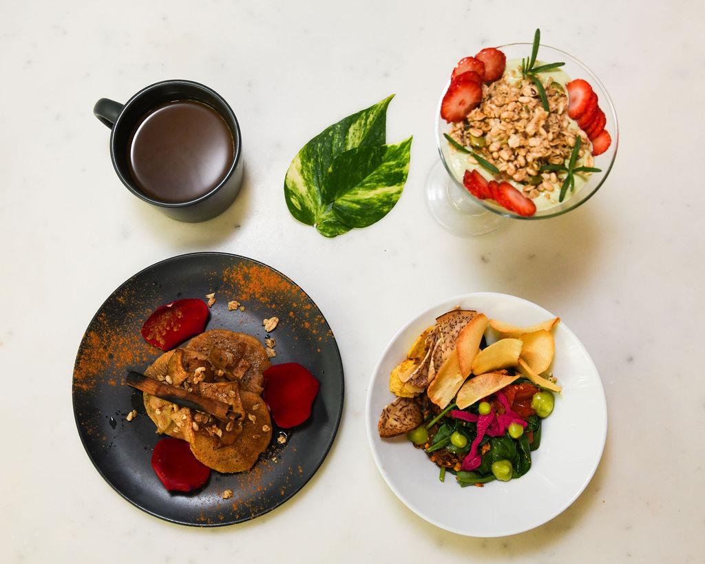 A vegetarian spread from the kitchen at Dreamcatcher, the Dreamers Welcome boutique hotel in San Juan.
