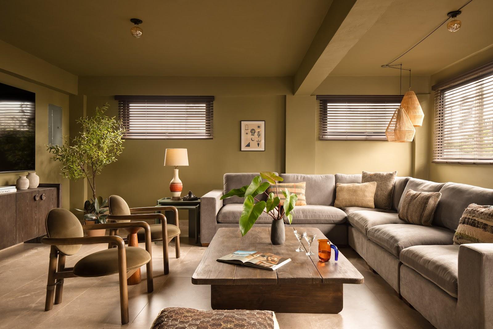 The living room of an apartment at Maru by DW in Condado, San Juan.
