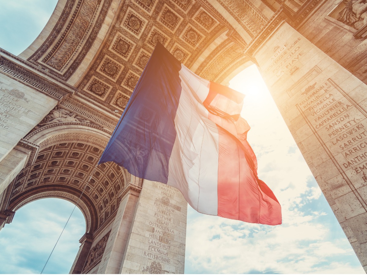 french-flag-at-arc-de-triomphe-on-14th-of-july-picture-id1153228310