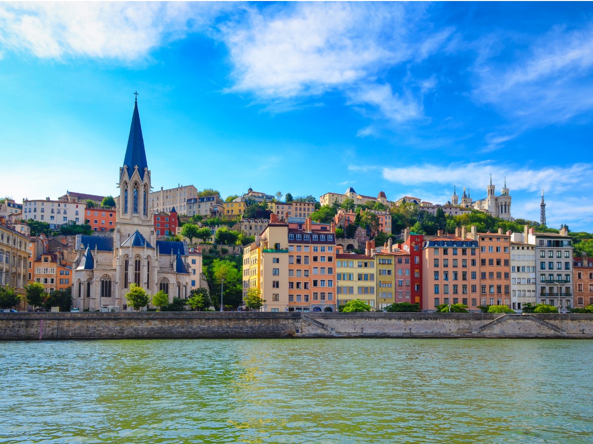 lyon-cityscape-from-saone-river-with-colorful-houses-picture-id453836305