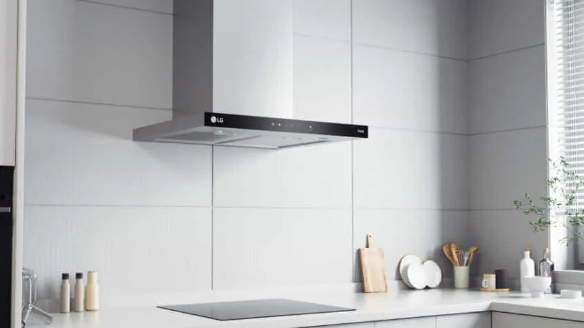Lifestyle image of LG Canopy Rangehood in a modern kitchen
