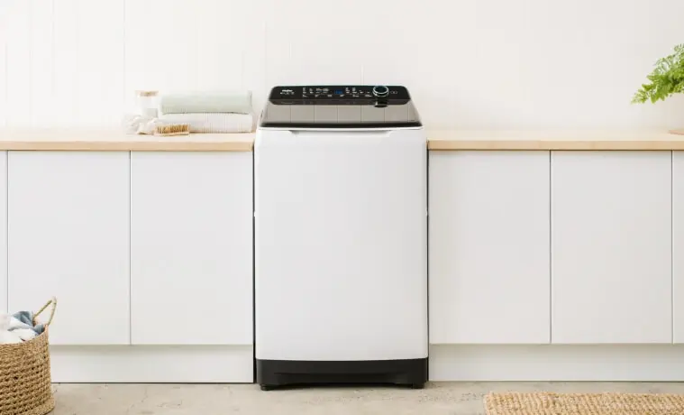 Haier Top Load Washing machine in a modern light laundry