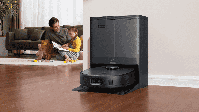eufy X10 Pro Omni with self empty station in a modern home