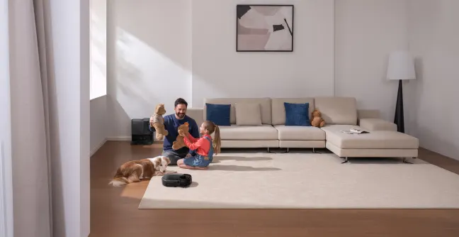 eufy X10 Pro Omni with self empty station in a modern home