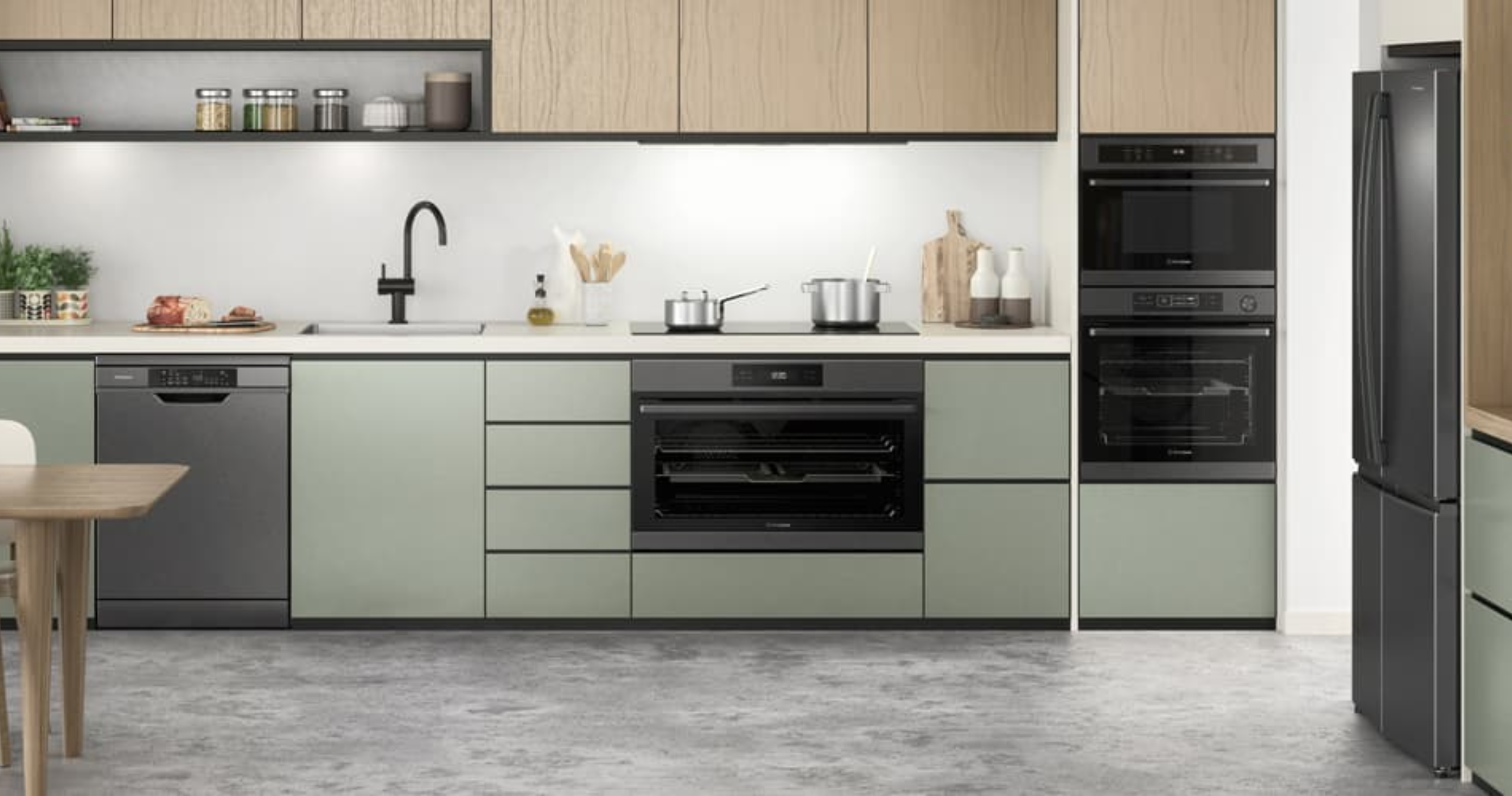Image of a modern kitchen fitted with Westinghouse appliances