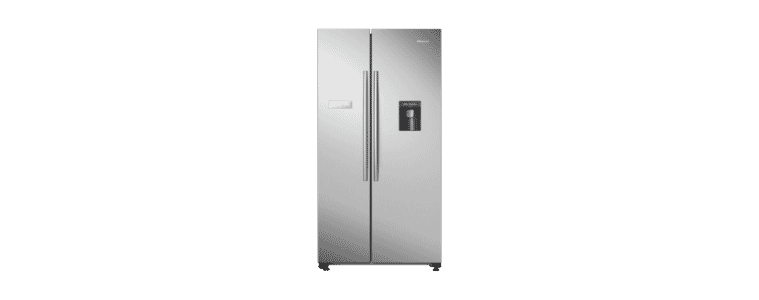 Front on image of a Hisense 578L Side By Side Refrigerator