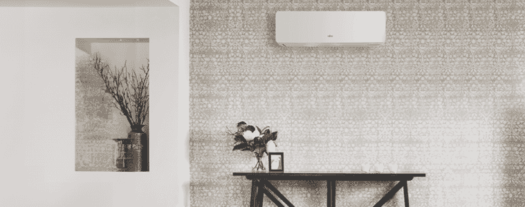 A split system air conditioner in an entry way