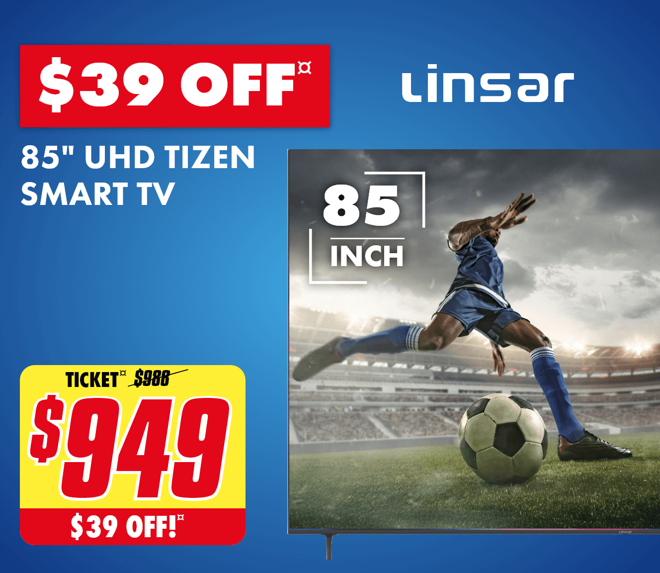 Linsar 85" UHD Tizen Smart TV 2025		