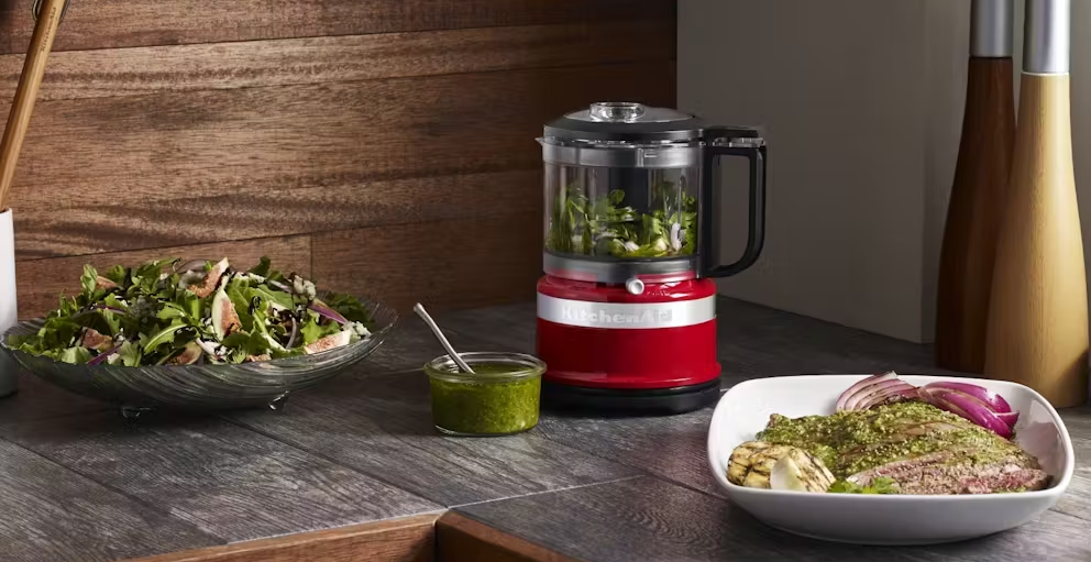 Lifestyle image of the KitchenAid 3.5 Cup Mini Chopper Empire Red
