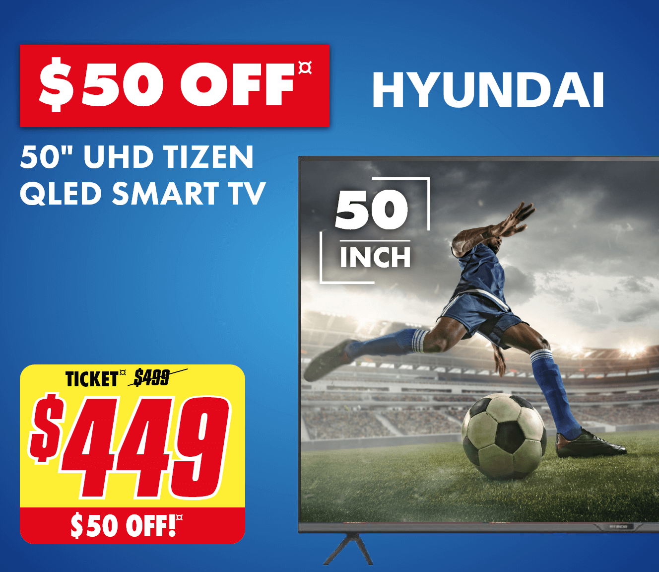 Hyundai 50" UHD Tizen QLED Smart TV 2024		
