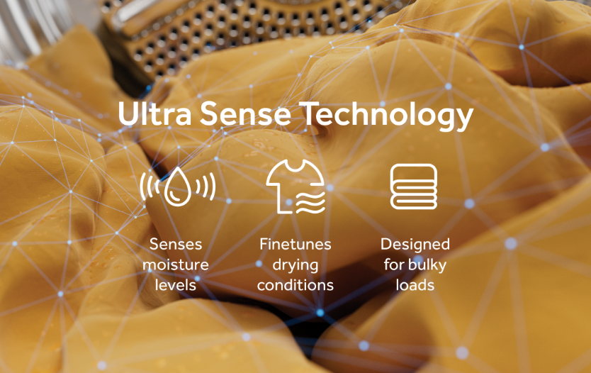 Reduce wrinkles with steam with Haier dryers. 