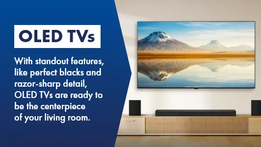 Chic OLED TV in timbre living room, shop now at the good guys.
