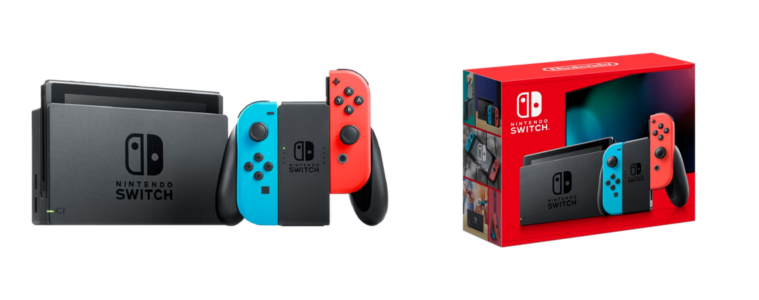 Product image of nintendo switch console in neon red blue