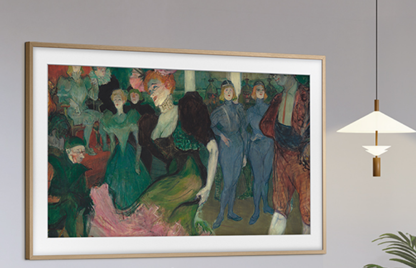 Lifestyle TV on gallery wall.