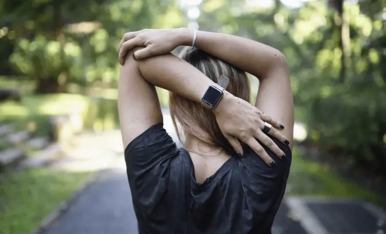 A woman exercising outdoors
