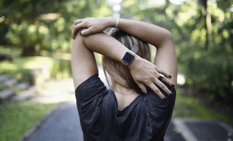 A woman exercising outdoors