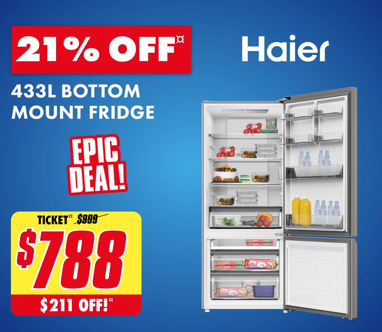 Haier 433L Bottom Mount Refrigerator