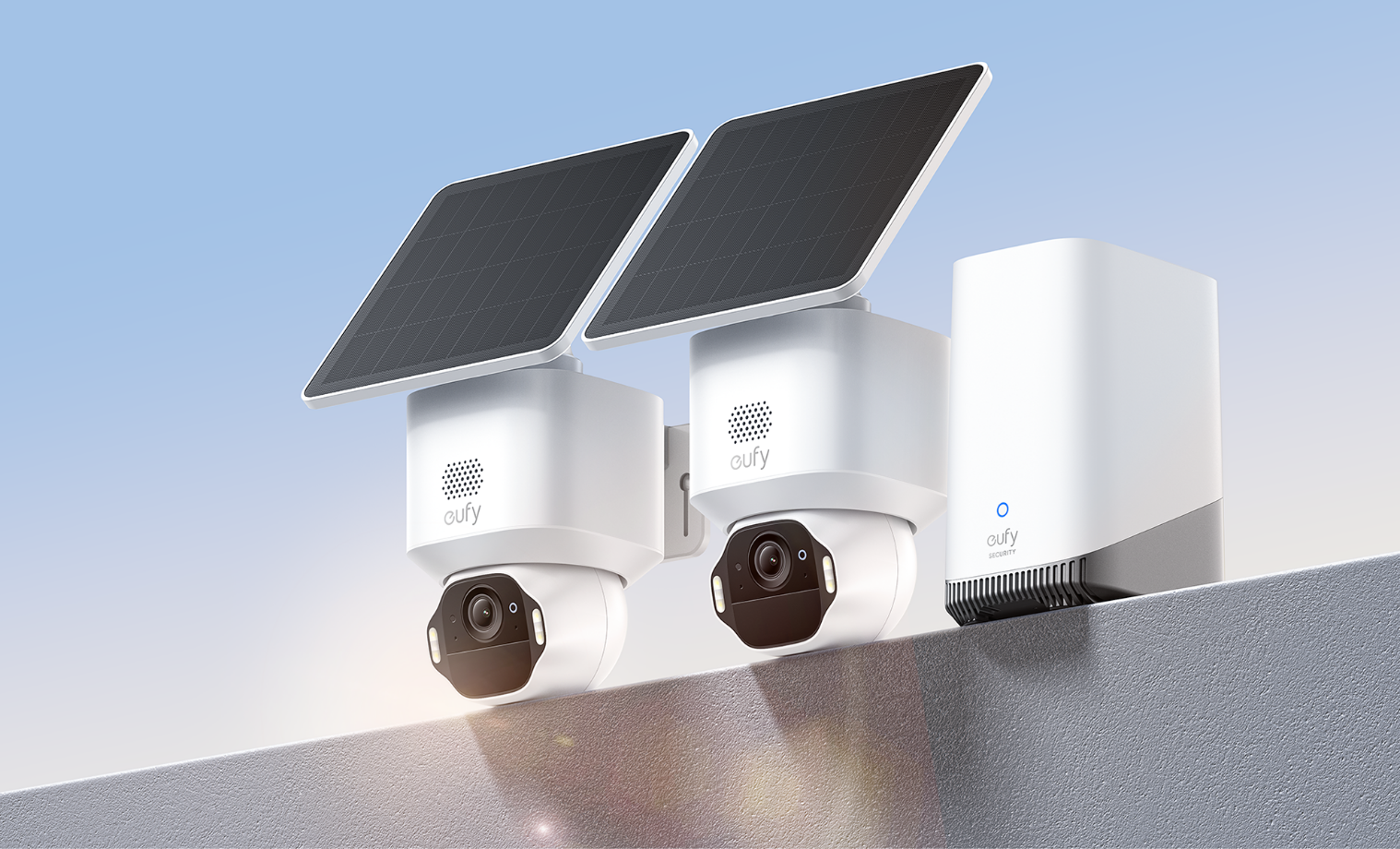 eufy e42 security camera on the side of a house