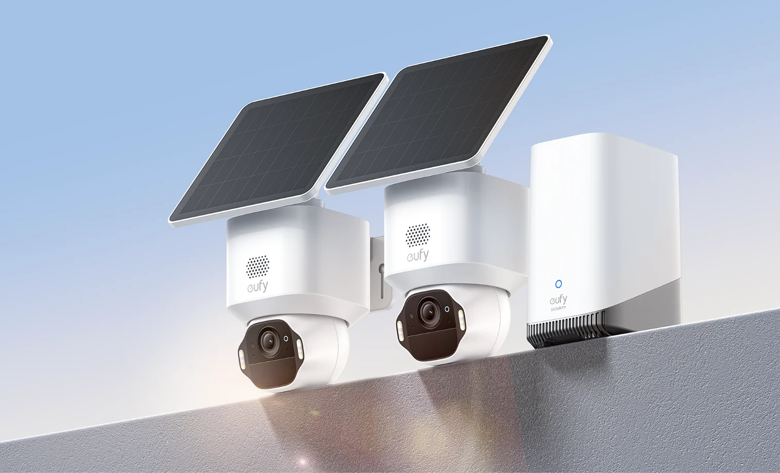 eufy e42 security camera on the side of a house