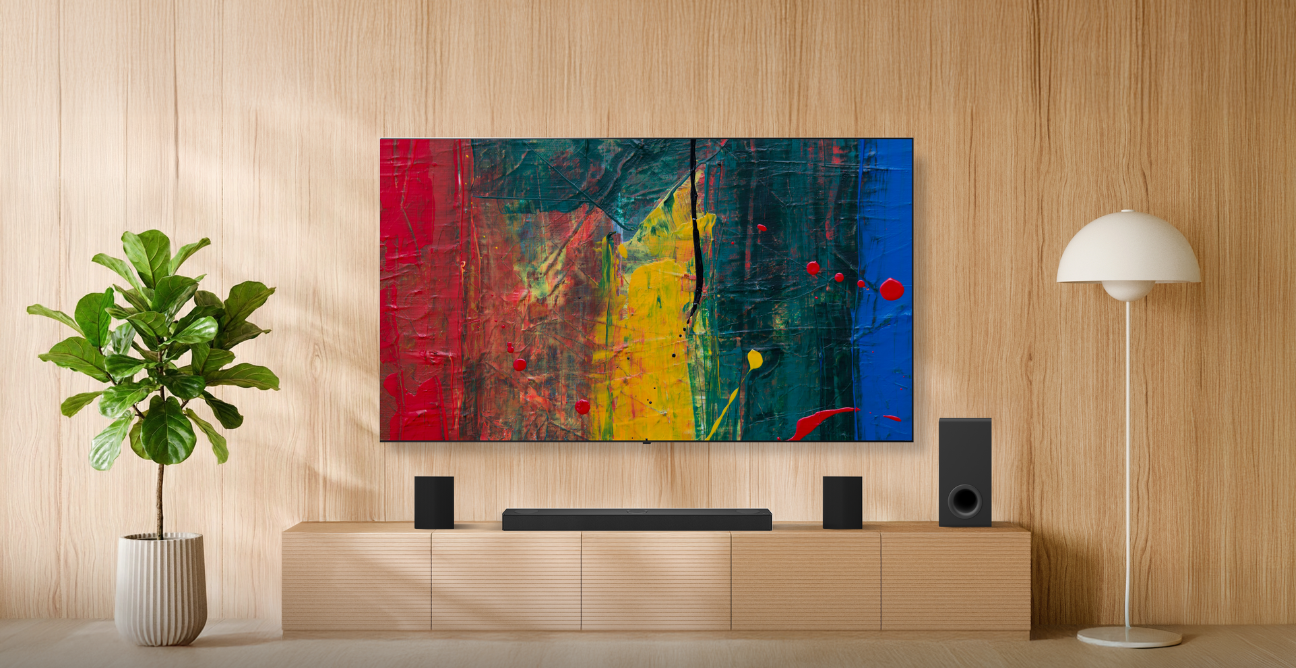 LG QNED8 TV in a living room