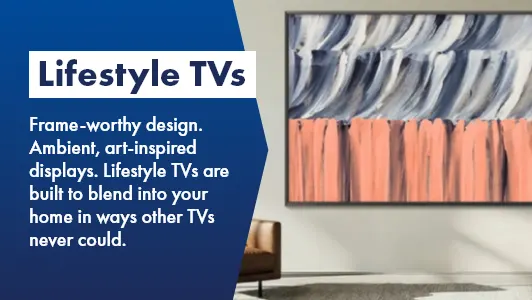 Close up of Samsung Lifestyle TV Screen, available at The Good Guys.