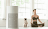 Air Purification Cooler with woman and dog doing yoga