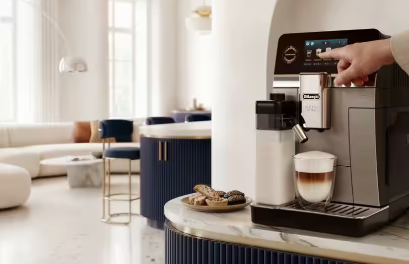 De'Longhi Eletta Ultra automatic coffee Machine on kitchen counter.