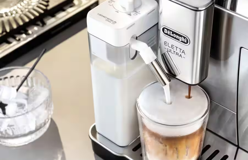 Smooth milk foam like your favorite coffee shop with the DeLonghi Eletta Ultra at The Good Guys. 