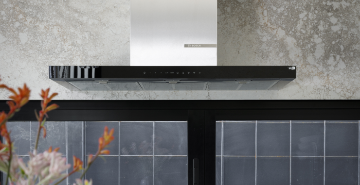 Stylish kitchen with Bosch rangehood.