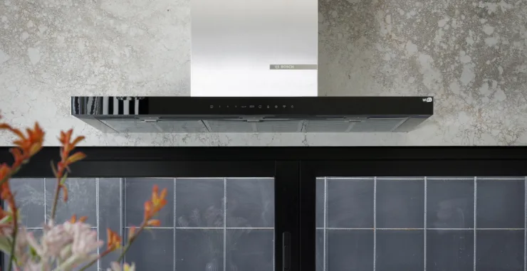 Stylish kitchen with Bosch rangehood.