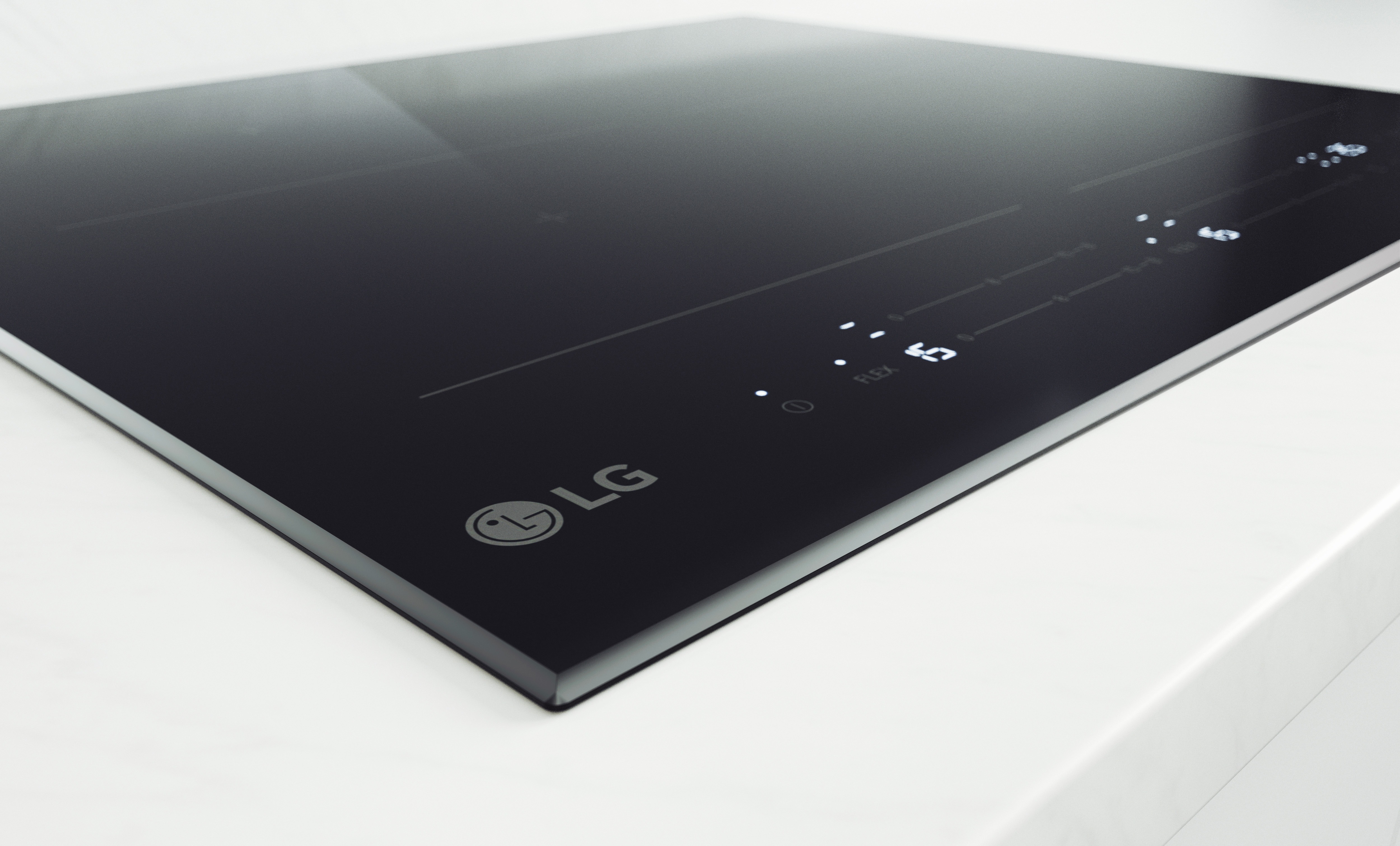 Close-up image of an LG induction cooktop
