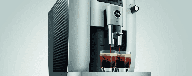 Side on angle image of a 7JURA E6 Automatic Coffee Machine