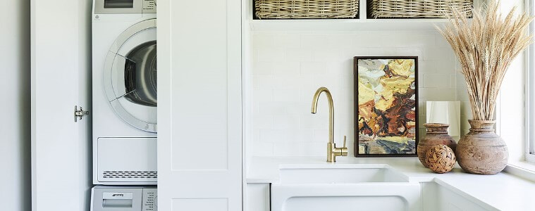 A white lightfilled laundry