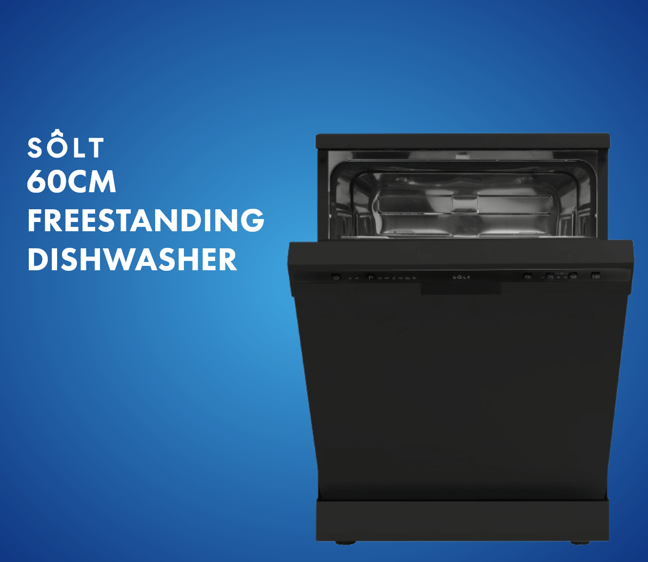 Solt 60cm 12 Place Settings Freestanding Dishwasher - Black
