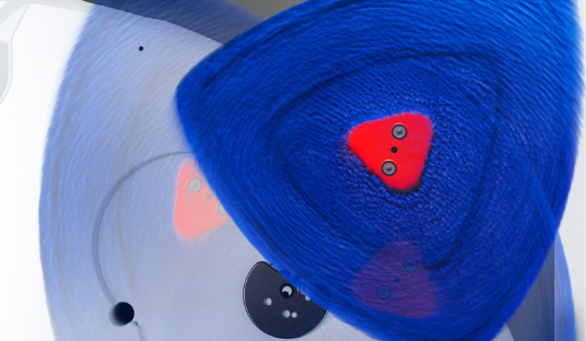 Image of Dyson's Reuleaux triangle pads on the r2 Nurovi Wash+Dry Robotic Vacuum