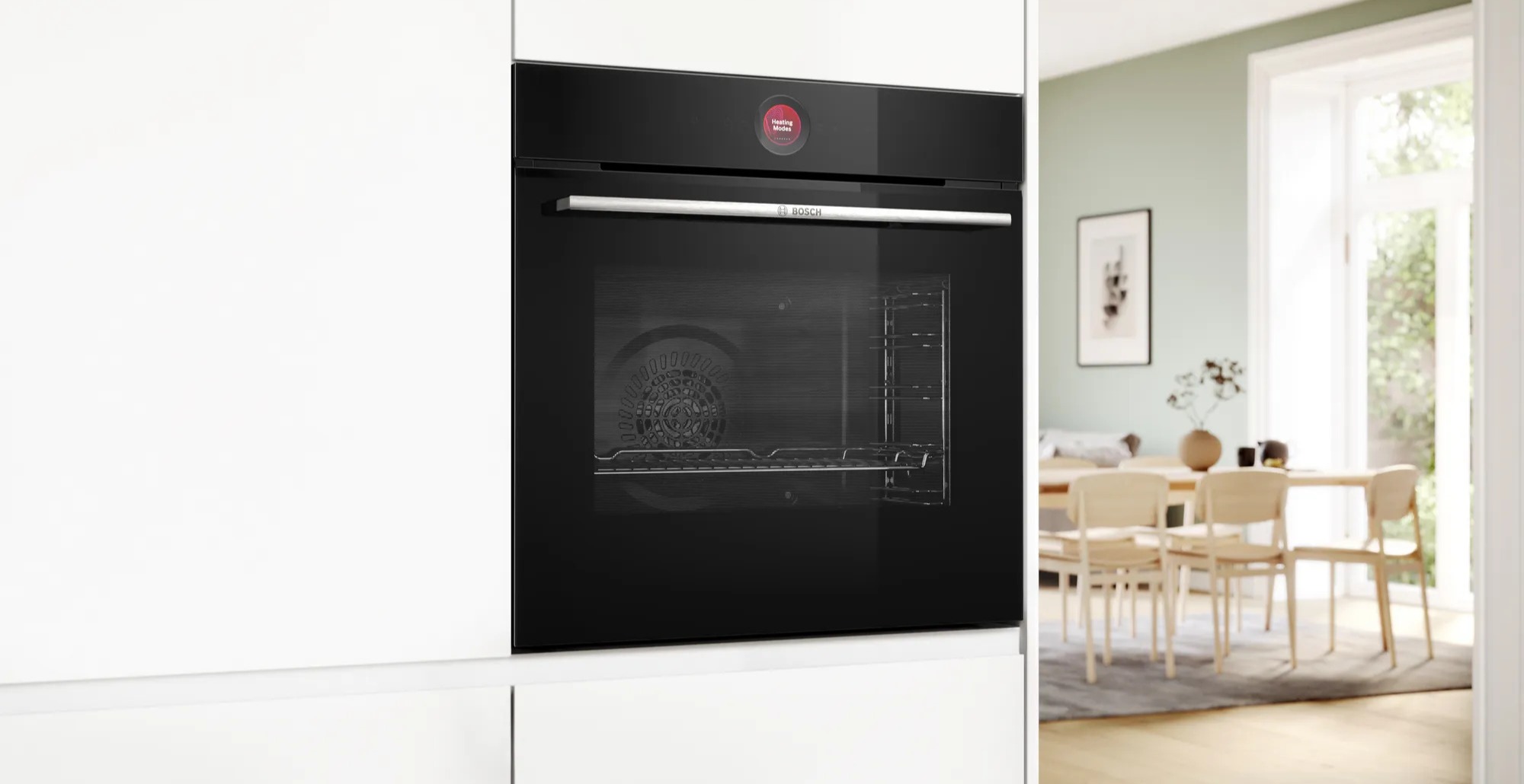 Bosch oven built into wall. 