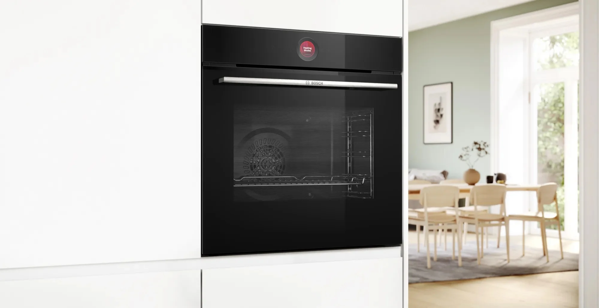 Bosch oven built into wall.