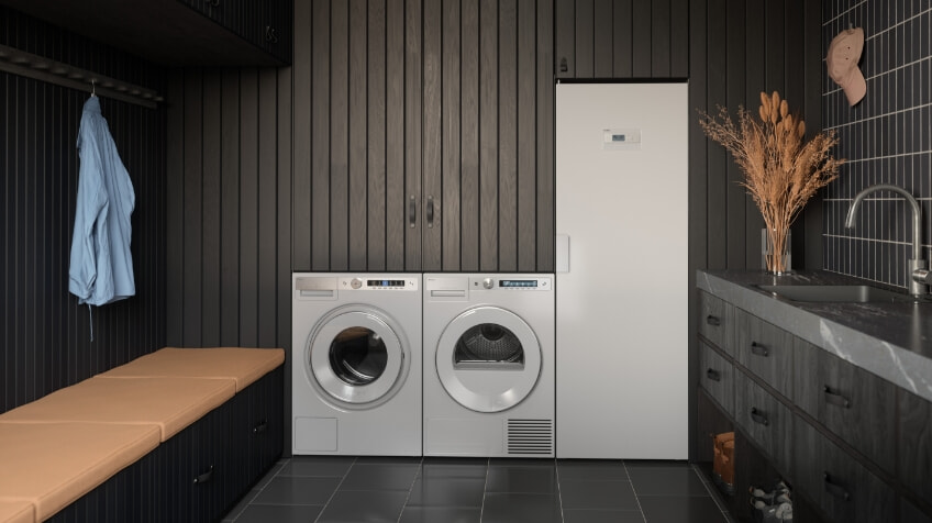 ASKO Laundry Suite in dark laundry
