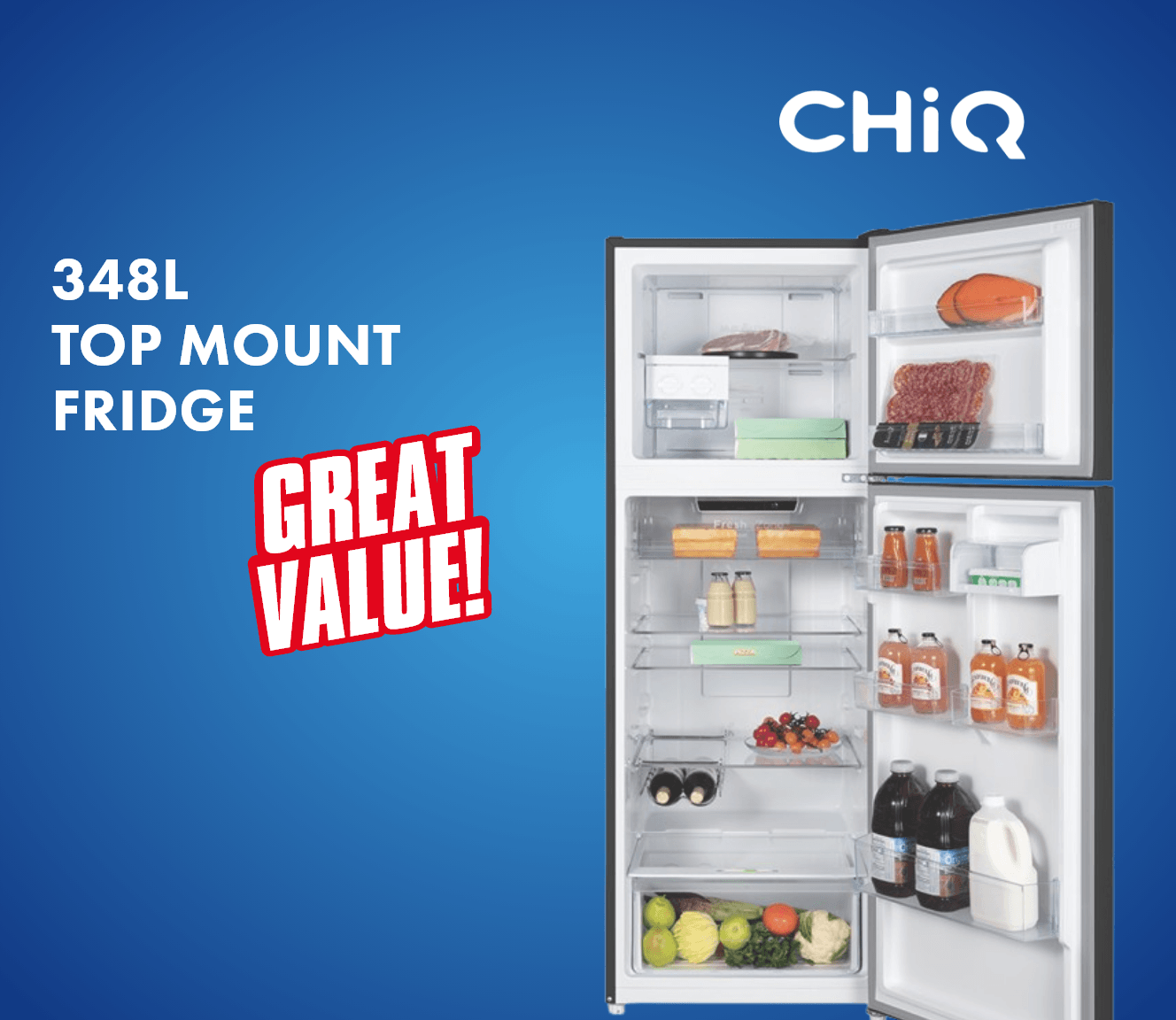 CHIQ 348L Top Mount Refrigerator