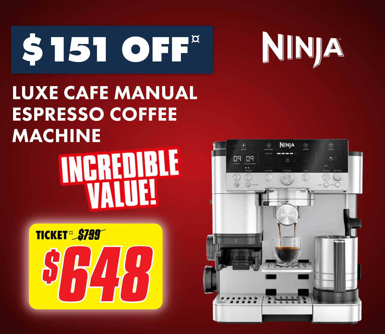 Ninja Luxe Cafe Manual Espresso Coffee Machine	