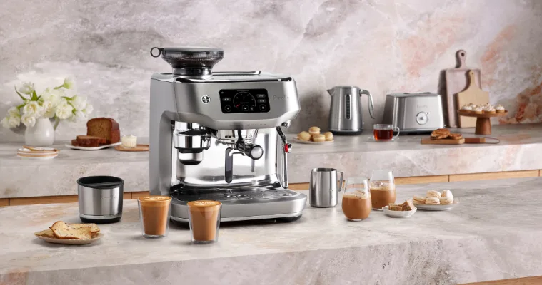 Breville the Oracle® Dual Boiler stainless steel coffee machine lifestyle image