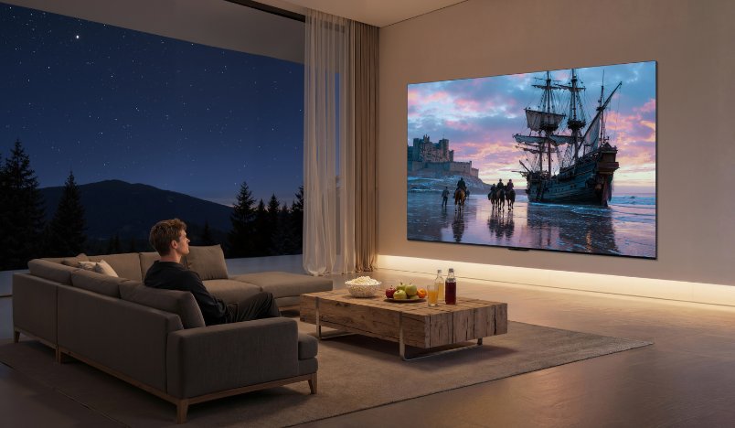 TCL C7L TV in a modern living room