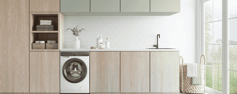 Bright natural laundry with a new Westinghouse washing machine