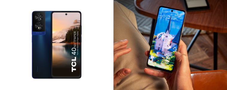 Image of TCL NXTPAPER and someone holding the TCL NXTPAPER
