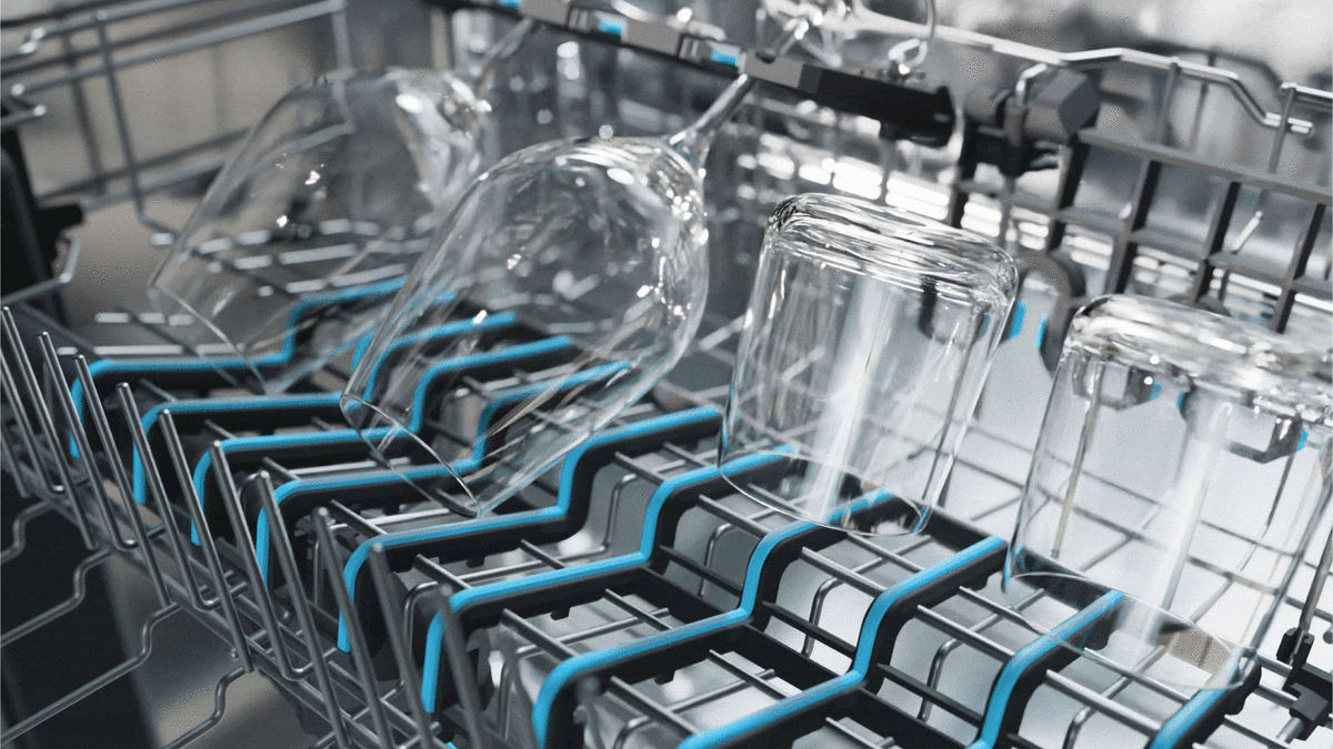 Haier's enhanced dishwasher rack design. 